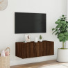 Mueble de TV de pared con luces LED marrón roble 80x35x31 cm 4