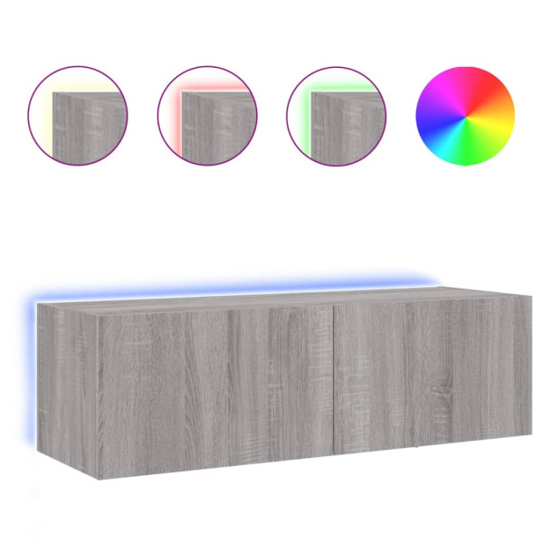 Móvel de parede p/ TV c/ luzes LED 100x35x31 cm cinzento sonoma M 2