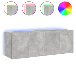 Muebles TV de pared luces LED 2 uds gris hormigón 60x35x41 cm H