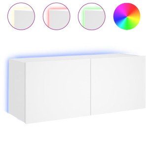 Mueble de TV de pared con luces LED blanco 100x35x41 cm H