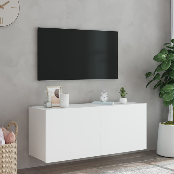 Mueble de TV de pared con luces LED blanco 100x35x41 cm M 5