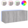 Mueble de TV de pared con luces LED gris Sonoma 100x35x41 cm 2
