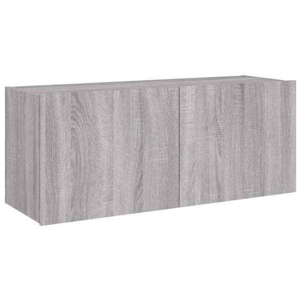 Mueble de TV de pared con luces LED gris Sonoma 100x35x41 cm M 3