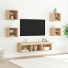 Muebles TV pared con LED 7 pzas madera ingeniería roble Sonoma 3