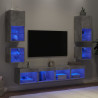 Muebles TV pared con LED 8 pzas madera ingeniería gris hormigón 1