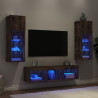 Muebles TV pared con LED 5 pzas madera ingeniería roble ahumado 1
