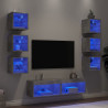 Muebles TV pared con LED 8 pzas madera ingeniería gris hormigón 1
