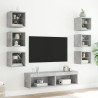 Muebles TV pared con LED 8 pzas madera ingeniería gris hormigón 3
