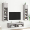 Muebles TV pared con LED 6 pzas madera ingeniería gris Sonoma 3