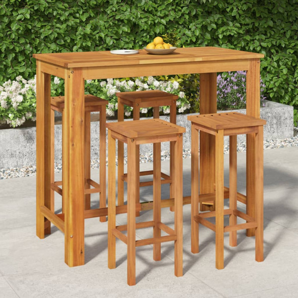5 pcs conjunto de bar para jardim madeira de acácia maciça D