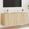 Mueble de TV de pared con luces LED roble Sonoma 100x35x41 cm 1