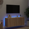 Mobiliário de TV de parede com luzes LED de carvalho Sonoma 100x35x41 cm 4