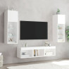 Muebles de TV de pared con LED 5 pzas madera ingeniería blanco 3