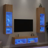 Muebles TV pared con LED 6 pzas madera ingeniería roble Sonoma 1