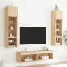 Muebles TV pared con LED 6 pzas madera ingeniería roble Sonoma 3