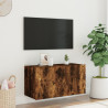 Mueble de TV de pared con luces LED roble ahumado 80x35x41 cm 5