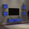 Muebles TV pared con LED 7 pzas madera ingeniería gris hormigón 1