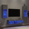 Muebles TV pared con LED 5 pzas madera ingeniería gris hormigón 1