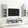 Muebles TV pared con LED 5 pzas madera ingeniería gris hormigón 3