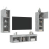 Muebles TV pared con LED 5 pzas madera ingeniería gris hormigón 4