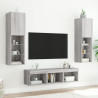 Muebles TV pared con LED 5 pzas madera ingeniería gris Sonoma 3