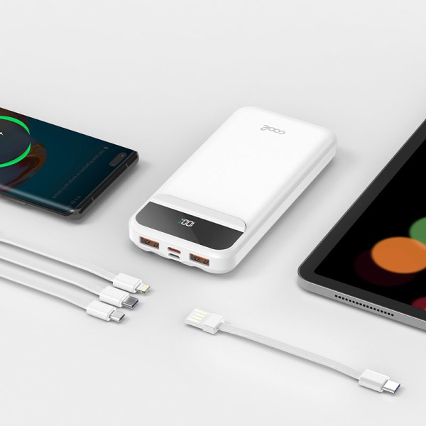 Bateria externa Universal Power Bank 10,000 mAh Carga rápida 22.5W (3 cabos) Branco M 2