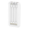 Bateria externa Universal Power Bank 10,000 mAh Carga rápida 22.5W (3 cabos) Branco 3