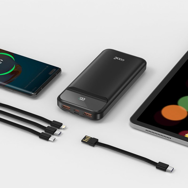 Batería Externa Universal Power Bank 10.000 mAh Carga Rápida 22.5W (3 cables) Negro M 3