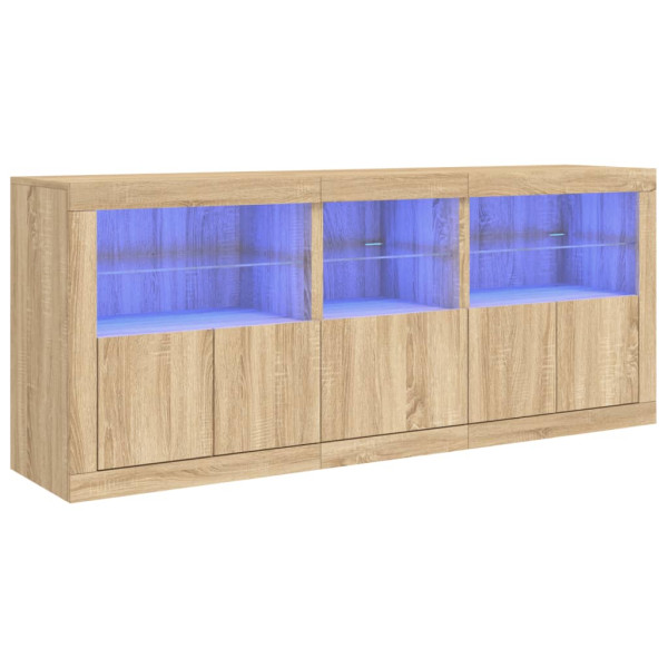 Aparador con luces LED roble Sonoma 162x37x67 cm M 2