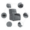 Sillón reclinable de cuero sintético gris 5