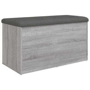 Banco con almacenaje madera ingeniería gris Sonoma 82x42x45 cm H