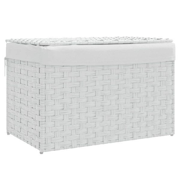 Cesto para roupa suja com tampa 55.5x35x34 cm vime PE branco M 2