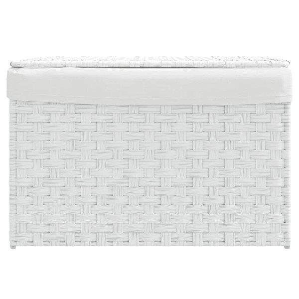 Cesto ropa sucia con tapa ratán sintético blanco 55.5x35x34 cm M 3