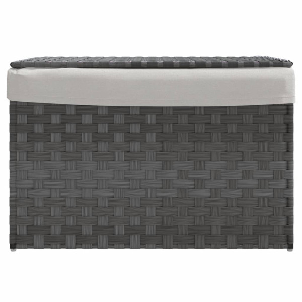 Cesto de ropa sucia con tapa ratán sintético gris 55.5x35x34 cm M 3
