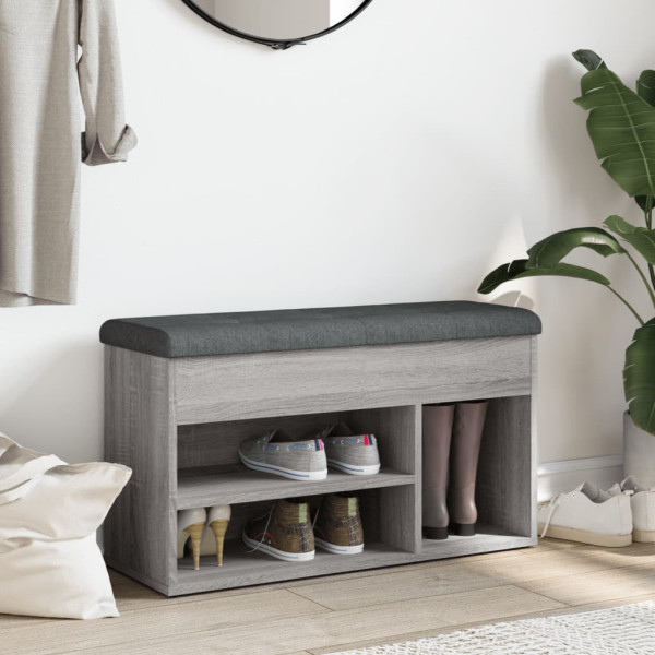 Banco zapatero madera de ingeniería gris Sonoma 82x32x45.5 cm M 3