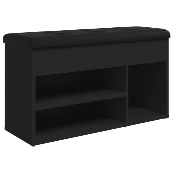 Banco zapatero madera de ingeniería negro 82x32x45.5 cm M 2