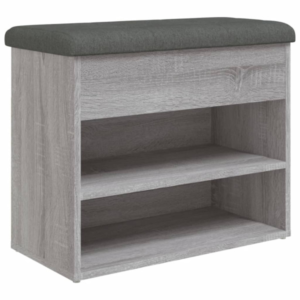 Banco zapatero madera de ingeniería gris Sonoma 62x32x50 cm M 2
