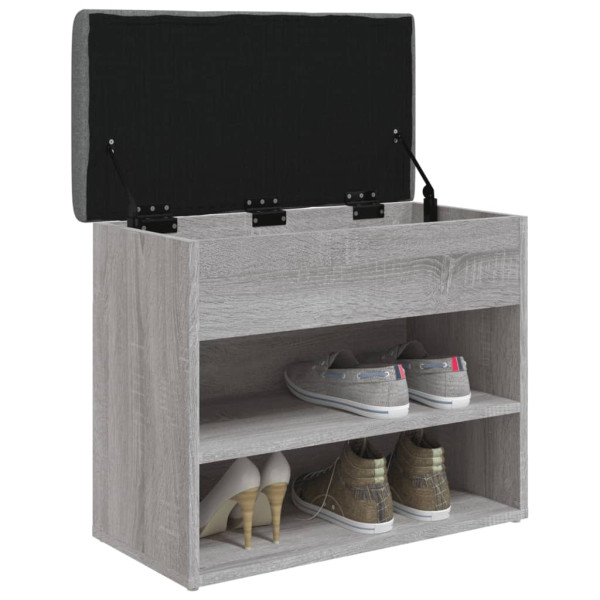 Banco zapatero madera de ingeniería gris Sonoma 62x32x50 cm M 4