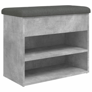 Banco zapatero madera de ingeniería gris hormigón 62x32x50 cm H