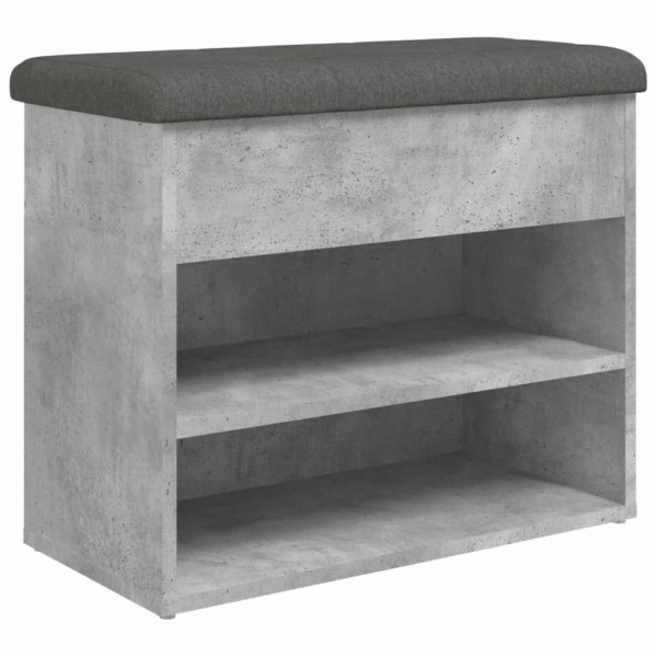 Banco zapatero madera de ingeniería gris hormigón 62x32x50 cm M 2