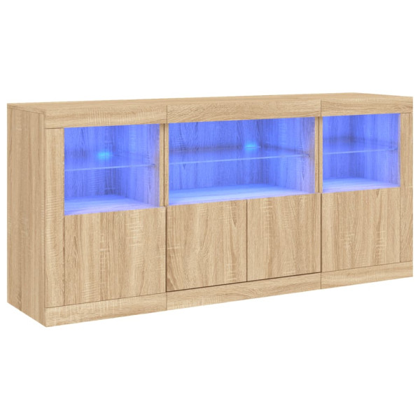 Aparador com luzes LED 142.5x37x67 cm carvalho sonoma M 2