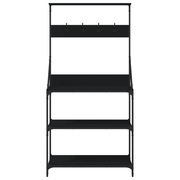 Estantería cocina con ganchos 4 niveles madera ingeniería negro M 5