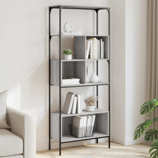 Librería 5 estantes madera ingeniería gris Sonoma 76x33x188.5cm D