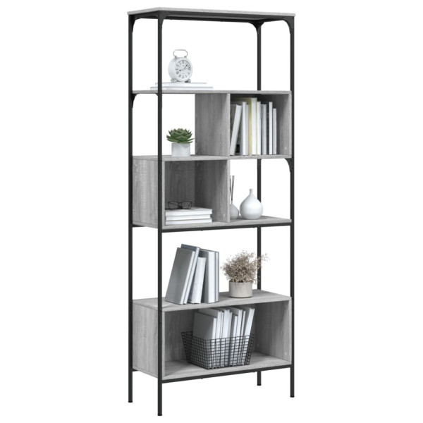 Librería 5 estantes madera ingeniería gris Sonoma 76x33x188.5cm M 4