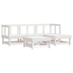 5 pcs conjunto lounge de jardim madeira de pinho maciça branco H