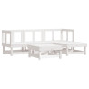 5 pcs conjunto lounge de jardim madeira de pinho maciça branco 2