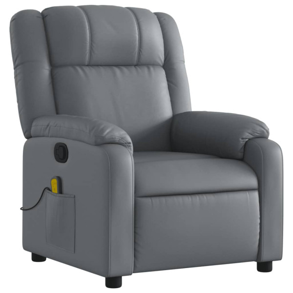 Sillón de masaje reclinable cuero sintético gris M 3