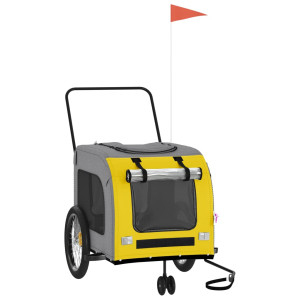 Remolque de bicicleta mascotas hierro tela Oxford amarillo gris H