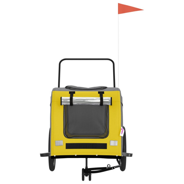 Reboque bicicleta p/ animais tecido oxford/ferro amarelo/cinza M 4