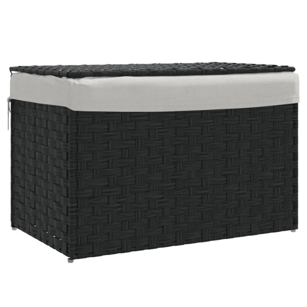 Cesto de ropa sucia con tapa ratán sintético negro 55.5x35x34cm M 2